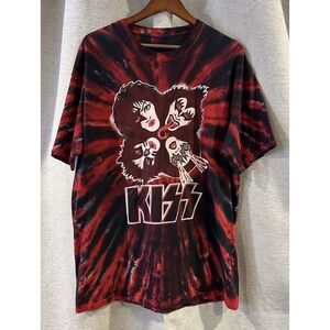 Liquid Blue Men's XL Kiss Tie Dye‎ T Shirt  Red Black